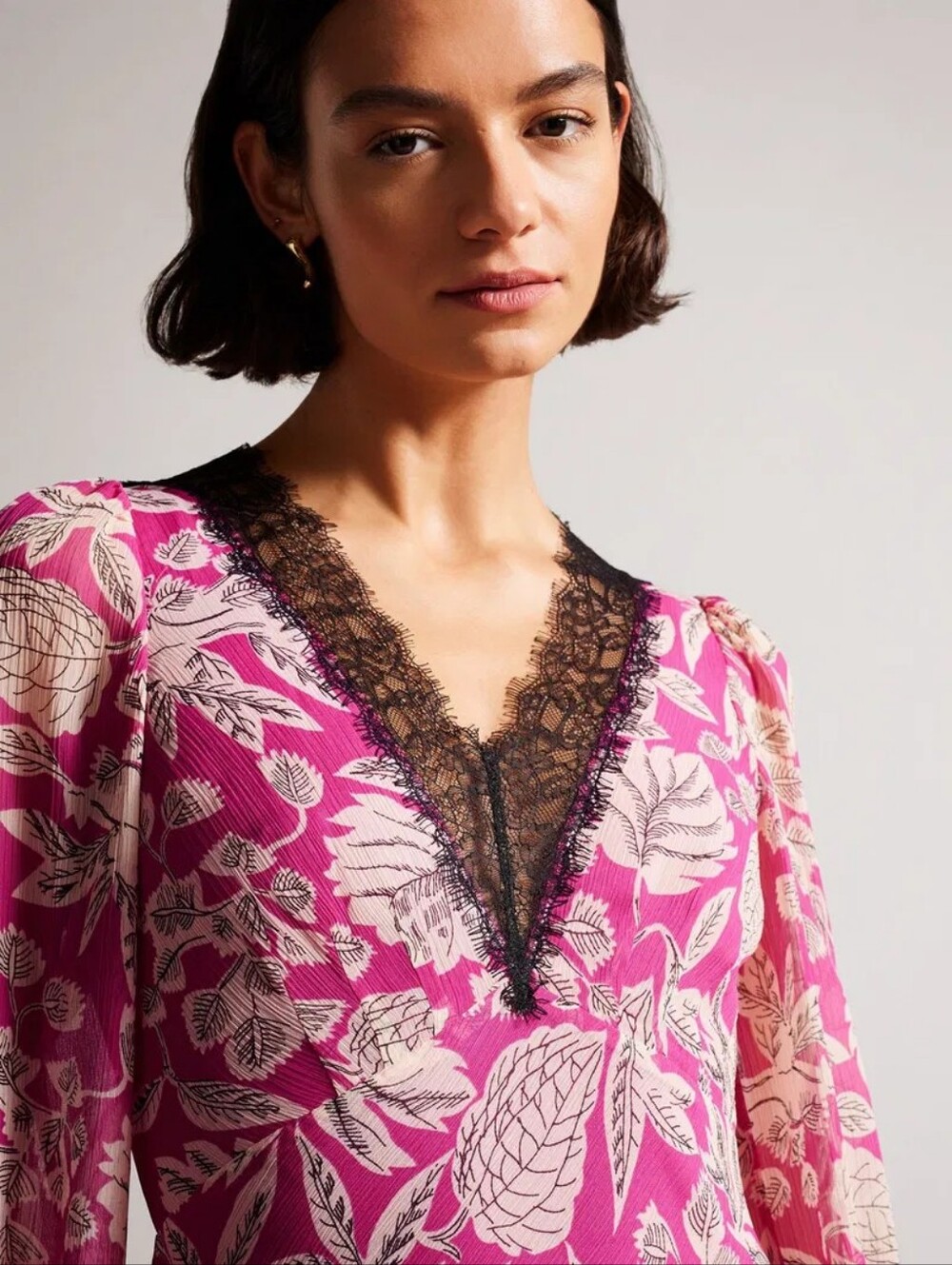 NWT TED BAKER | $325 Izobele Lace Trim Midi Dress - Ted Sz 3 - Picture 2 of 10